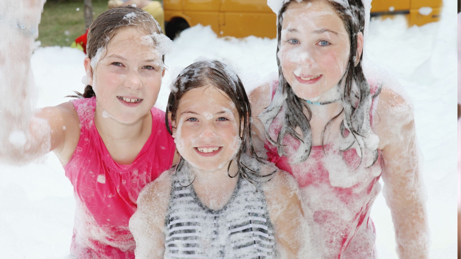 Kid smiling in foam